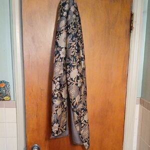 Navy and Gold Floral Jacquard Wrap Scarf